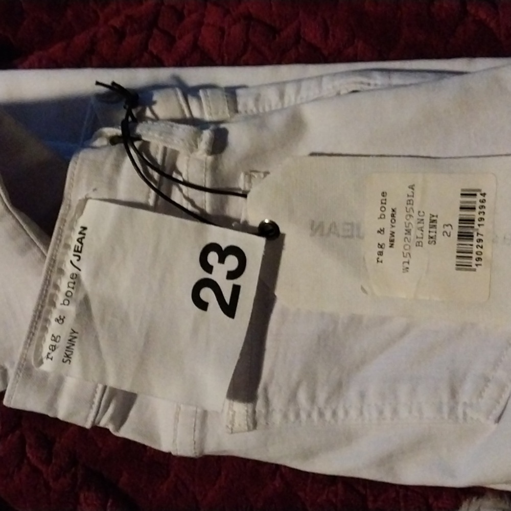 Rag & Bone White Straight Leg Jeans Crisp Finish
